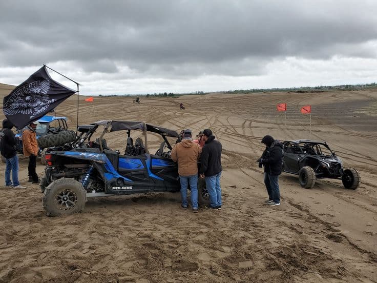 Family enjoying quad bike adventure in Dubai desert